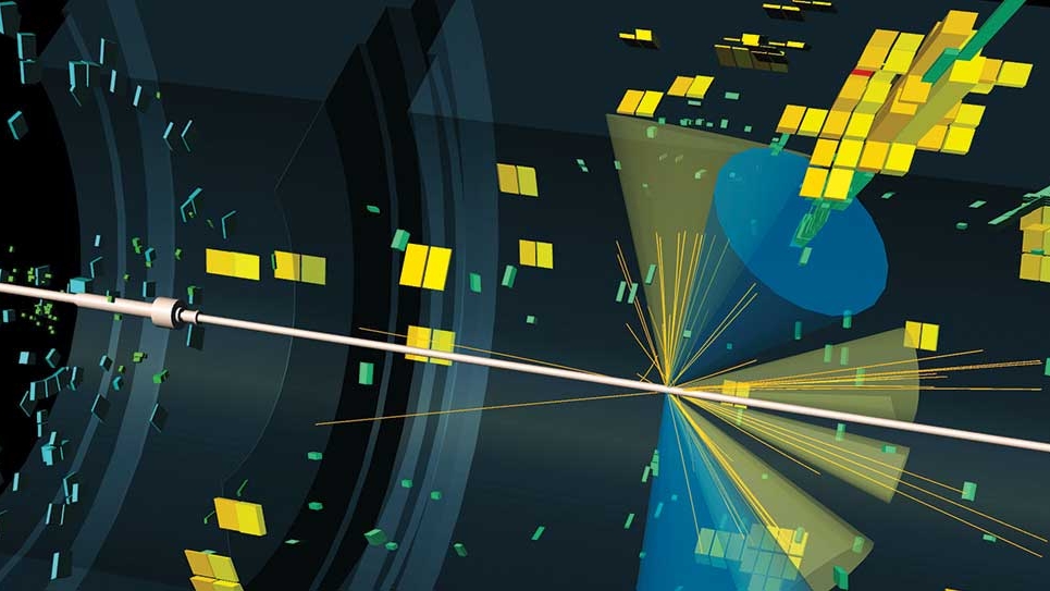 a candidate event in which a Higgs boson is produced