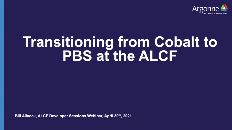 Transitioning from Cobalt to PBS at the ALCF