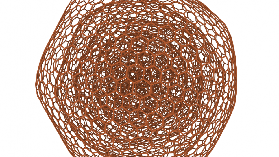 Atomistic simulations indicate that both silicon and molybdenum induce structural degradation of nanodiamonds: silicon induces rapid amorphization of the diamond lattice and the amorphous carbon subsequently transforms into carbon onions (pictured) which lead to a near frictionless state. Atomistic simulations indicate that both silicon and molybdenum induce structural degradation of nanodiamonds: silicon induces rapid amorphization of the diamond lattice and the amorphous carbon subsequently transforms into carbon onions (pictured) which lead to a near frictionless state.
