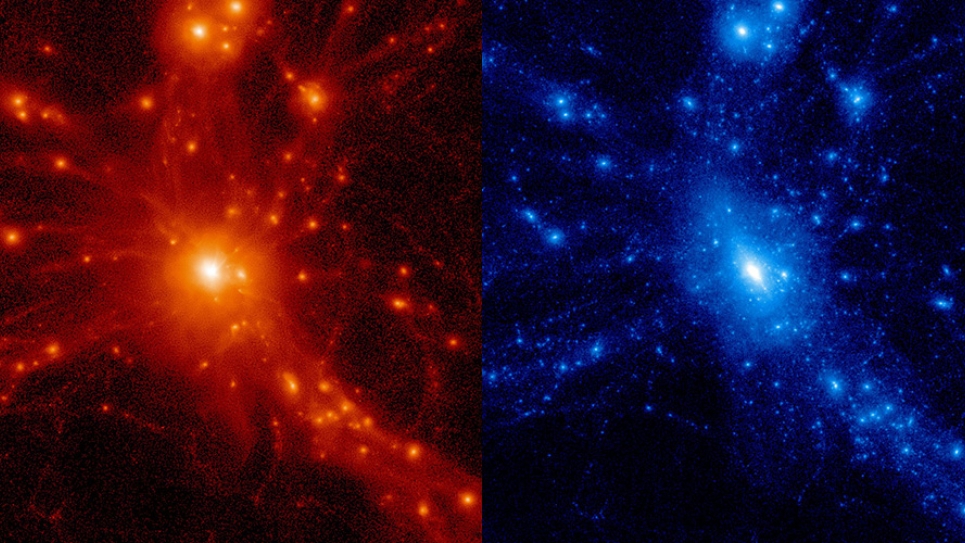 Baryonic density and dark matter in a large cluster of galaxies Baryonic density and dark matter in a large cluster of galaxies