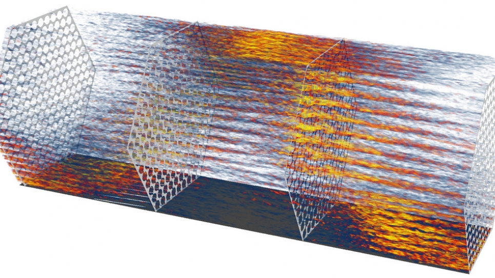 Velocity distribution in a 217-pin reactor subassembly. 217-pin